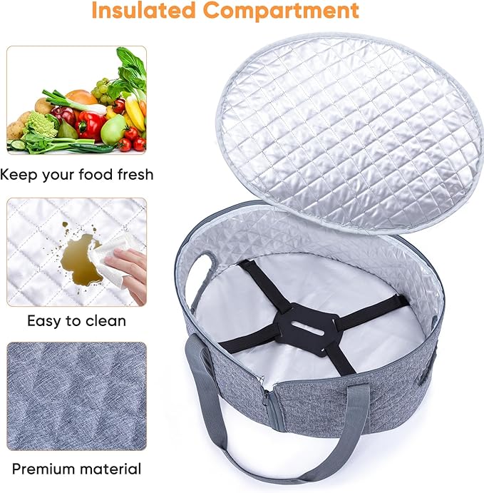 BAGSPRITE Slow Cooker Carrying Case Compatible with 6-8 Quart Crockpot Carrier for Hot Food and Hamlton Beach Slow Cooker Tote with Lid Fastener for Crock-pot Dust Cover Applicances