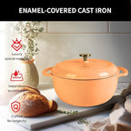 5.5 Quart Enameled Cast Iron Dutch Oven with Lid – Heavy-Duty Cookware for Bread, Braising, and Stews – Dual Handles, Oven Safe to 500°F – Ideal for Stovetop & Oven Cooking (Orange, 5.5QT)