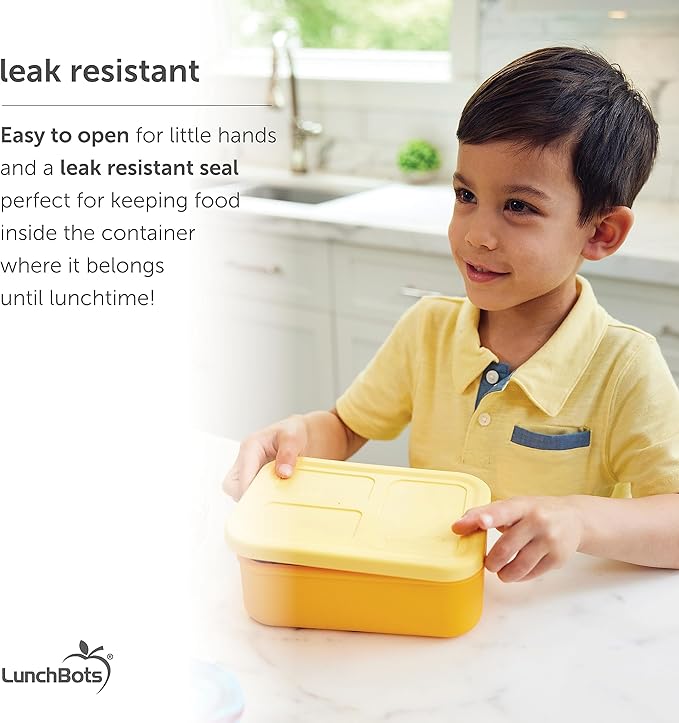 LunchBots Build -a- Bento Lunch Box, Silicone Bento Box for Kids, Multi-Compartment Lunch Container, Oven & Dishwasher Safe, BPA Free, 32 oz - Tie Dye Dark Blue