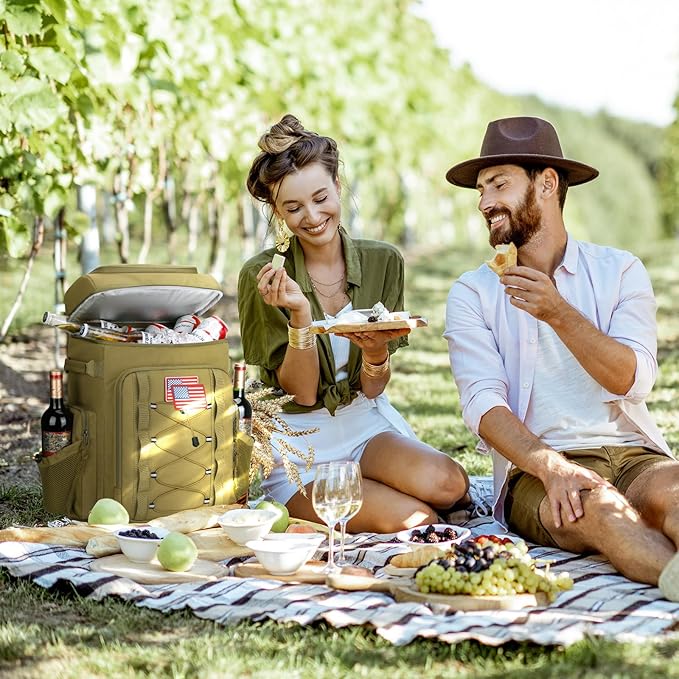 Maelstrom Backpack Cooler,Soft Lightweight Leakproof Tactical Cooler Backpack,50 Can Insulated Cooler Bag,Keeps 50 Cans Hot/Cold for Up to 16 Hours,Waterproof Lunch Bag for Men Women-Khaki