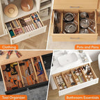 Lifewit 4 Pack Drawer Dividers Bamboo 5" High, 16-22" Adjustable Clothes Drawer Organizers, Expandable Dresser Separators in Bedroom/Bathroom/Kitchen/Office Organization and Storage