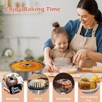 E-far 2 Packs Fluted Cake Pan, 10 Inch Nonstick Tube Pan for Baking Pound Cake, Heavy Duty Carbon Steel Round Baking Mold, Easy Release & Easy to Clean, 10 Cup, Gray