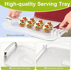 3 Pack Serving Tray with Handles, Stackable Reusable Trays for Serving Food, Plastic Serving Platters for Party, Charcuterie, Fruit, Appetizer, Transparent