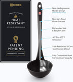 DI ORO Silicone Ladle – Soup Ladle for Cooking & Serving Heat-Resistant - Large Kitchen Soup Ladle Nonstick Cookware Safe - Soup Serving Spoon with Wide Bowl - Silicone Utensil Dishwasher Safe (Black)