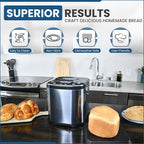 Culinary chef Bread Maker Machine with Nonstick Bowl, Bread Hook, Measuring Cup & Spoon. 15-in-1, Gluten-Free Bread, Cake& Yogurt, 3 Crust Colour options and more. 3 Loaf Sizes. 2LB XL-BLACK