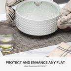 LEXMORE PVC Woven Placemats 6 PCS Wipeable Indoor/Outdoor Table Mats Washable Vinyl Place Mats for Dining Table, Set of 6-Cappuccino