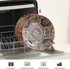 Ceramic Pasta Bowls Set - 8 inch 32 oz Serving Bowls, Set of 6, Colorful Dinner Bowls for Soup,Salad, and Pasta, Kitchen, Microwave, Dishwasher Safe, mexican, Bohemian Style