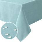 H.VERSAILTEX Linen Textured Table Cloths 60 x 120 Inch Premium Solid Tablecloth Spill-Proof Waterproof Table Cover for Dining Buffet Feature Extra Soft and Thick Fabric Wrinkle Free, Aqua