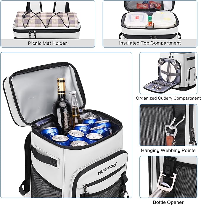 Large Waterproof Insulated Cooler Backpack for Men & Women, Leak Proof Cooler Backpack for Camping, Beach, Fishing, Picnic, Travel, Outdoor, 30L, 48Cans