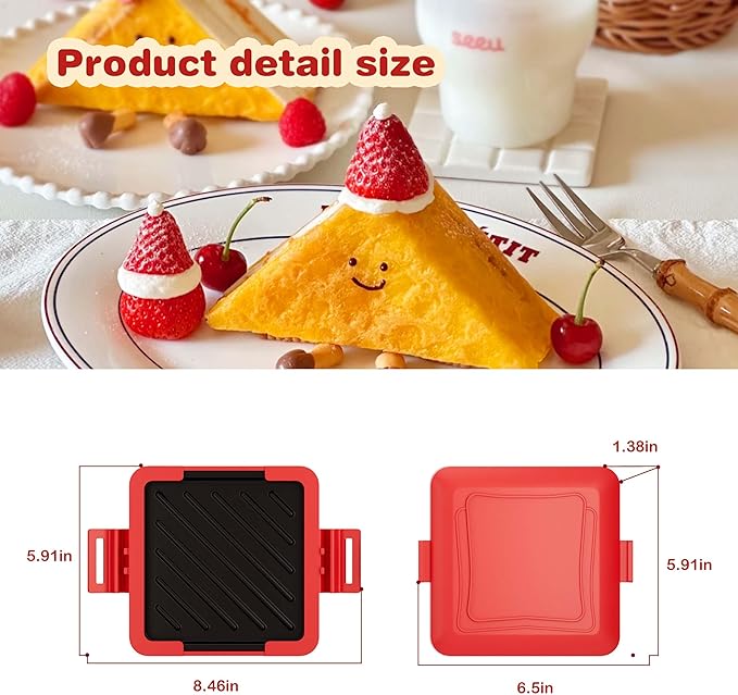 RED Microwave Toastie Sandwich Maker with Butter Knife, Microwave Toaster, Sandwich Maker, Panini Maker, Dishwasher Safe,NO Electricity,Wireless,Time Saving,Fast,Toastie Safe in Microwave Oven