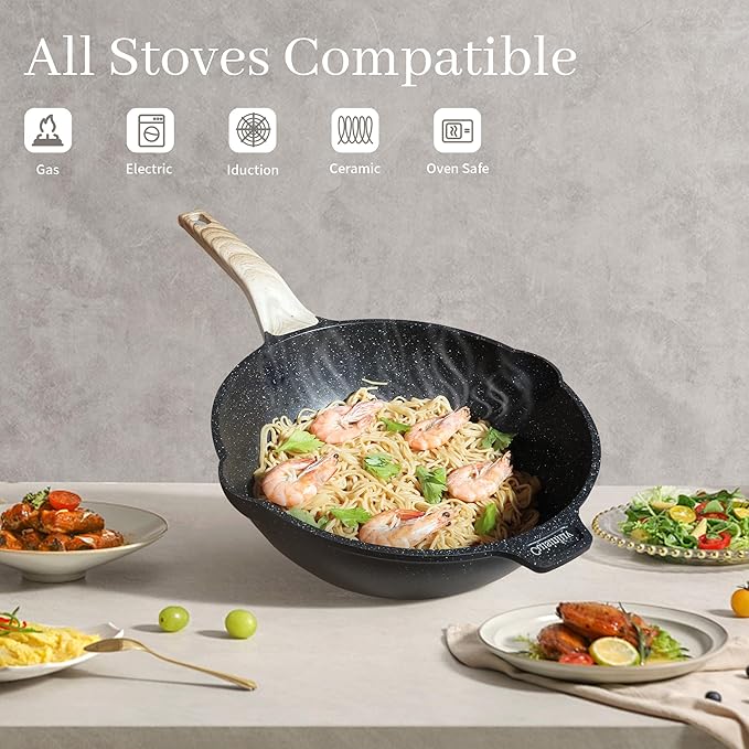 23-Piece Nonstick Pots and Pans Set – Granite Cookware Set, PFOA-Free – Includes Frying Pans, Saucepans, Griddle, Egg Pan – Induction, Gas, Electric Compatible – Black