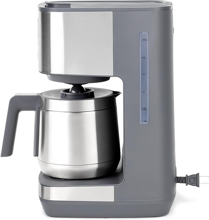 GE Drip Coffee Maker With Timer | 10-Cup Thermal Carafe Coffee Pot Keeps Coffee Warm for 2 Hours | Adjustable Brew Strength | Wide Shower Head for Maximum Flavor | Kitchen Essentials | Stainless Steel