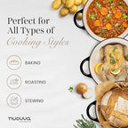 Nuovva Enamelled Cast Iron Dutch Oven Pot with Lid – 6.4 Quart Non Stick Casserole Pot – Heavy Duty & Oven Safe up to 500° F for Bread Baking, Braising, Stews, Roasting – 28cm Black