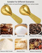 Coffee Scoop 30ml 2PCS, 2 Tablespoon Measuring Spoons, Ergonomics Design Coffee Scooper Stainless Steel Manufacture，Coffee Scoop for Ground Coffee Protein Powder Sugar Cereal (Gold, 2 tbsp-30ml)