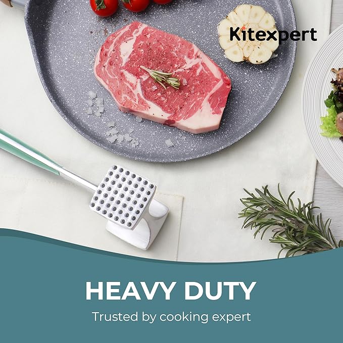 KITEXPERT Meat Tenderizer Hammer with Comfortable-Grip Handle, Dual-side Mallet for Kitchen, Heavy Duty Pounder For Tenderizing Steak, Beef and Fish, Mint Green