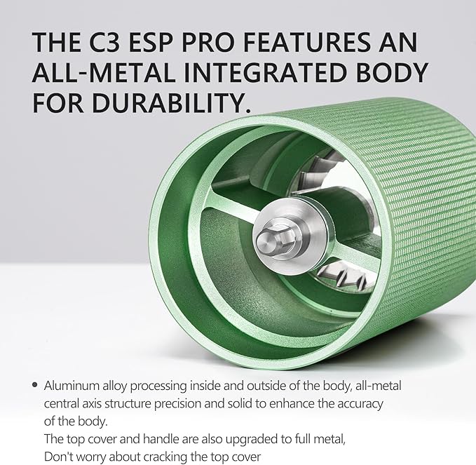 TIMEMORE Chestnut C3 ESP Pro Manual Coffee Grinder, Stainless Steel S2C Conical Burr Hand Coffee Grinder with Foldable Handle, Adjustable Grind Setting for Espresso to French Press - Green