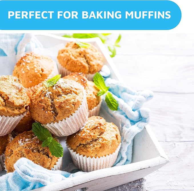 MontoPack Mini White Cupcake Liners | 500 Paper Baking Cups | Greaseproof No Smell Cupcake Wrappers | Muffin Liners for Desserts & Candies Cupcake Liner for Holidays, Birthdays & Protein Balls