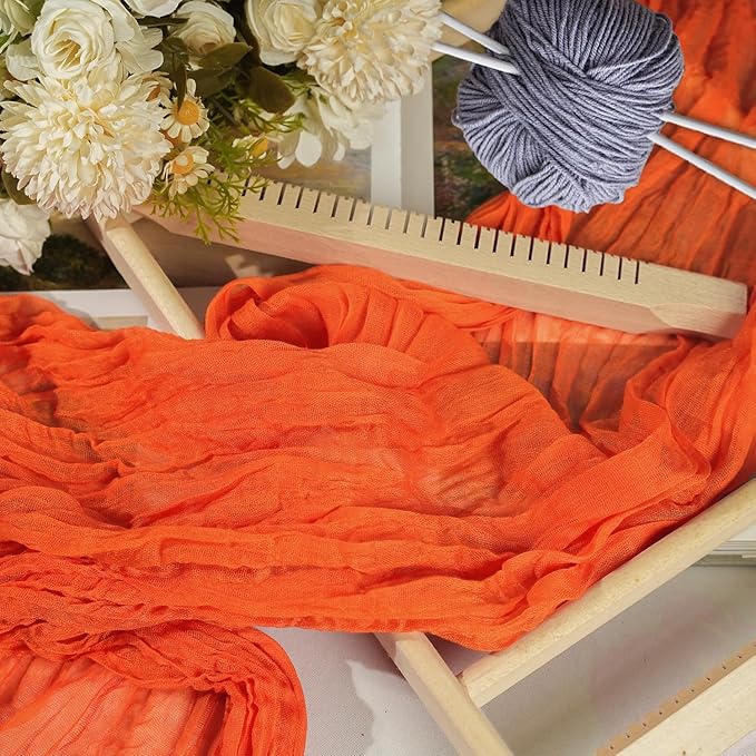 12 Pack Orange Cheesecloth Table Runner 10ft Boho Gauze Cheese Cloth Table Runner Rustic Sheer Runner 120 inch Long for Christmas Wedding Table Decorations
