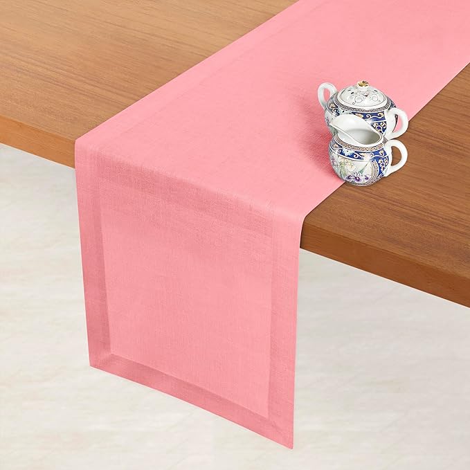 D'Moksha Homes Linen Dusty Pink Table Runner 72 Inches Long - 100% Pure Linen 14 x 72 Inch Table Runner for Dining, Summer, Fall and Halloween - Machine Washable