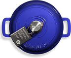 Signature Enameled Cast Iron Dutch Oven, Non-Stick Serving Pot with Tight Fitting Lid for Perfect Roasting, Baking, Sauteing, and Bread Making | 7.4Q (7L) - Indigo Blue