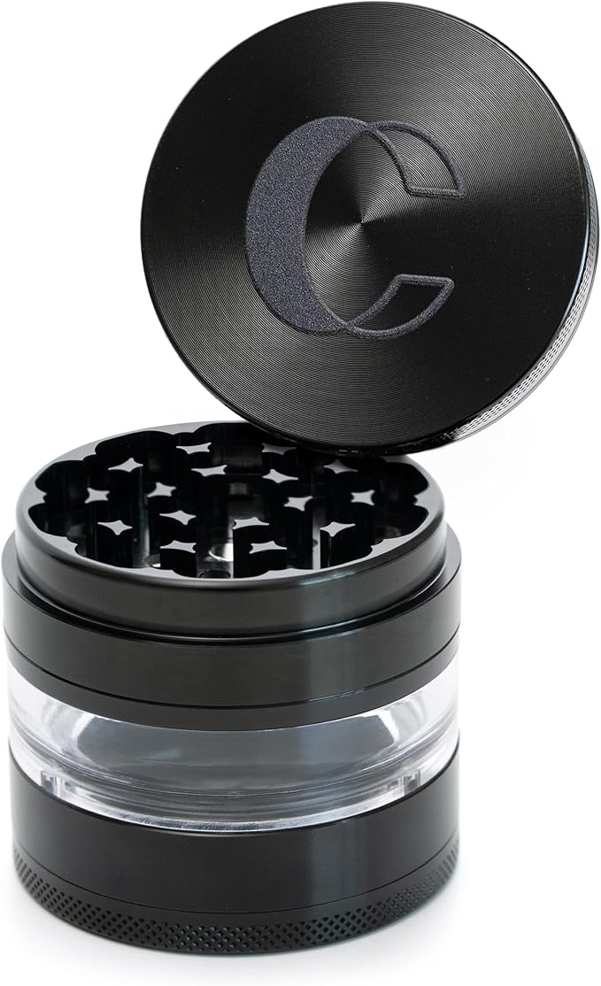 Clear Cut 4 Piece Herb Grinder – 2.75" Manual Dry Herb Grinder, Spice Mill with Transparent Storage Chamber & Diamond-Sharp Teeth, Aluminum Alloy, Portable, Easy-Clean Design