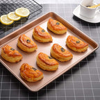 Heavy Duty Baking Sheets for Toaster Ovens - 12.5x10.5 Inch Nonstick Cookie Pan Set (0.8mm 2X Thicker Carbon Steel) Warp & Rust Proof, PFOA Free -Champagne Gold Trays
