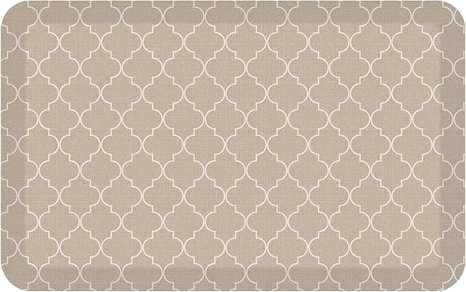 GelPro Anti-Fatigue Designer Comfort Kitchen Floor Mat, 20x32, Trellis Khaki Stain Resistant Surface with 3/4” Thick Ergo-Foam Core for Health and Wellness