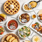 6 Piece Serving Utensils Set, Includes Serving Spoons x 2, Slotted Spoons x 2, Serving Forks x 2, Large Cutlery for Catering Buffet, Mirror Polished, Dishwasher Safe, 9 Inches