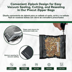 Resealable Zipper Vacuum Seal Bags 7" x 8" (100 Count) 5.5 Mil (Black and Clear) - BPA Free Commerical Grade Food Saver for Storage, Sous Vide, Cookies, Candy, Meal Prep Packaging, Candy, Sealer Bag