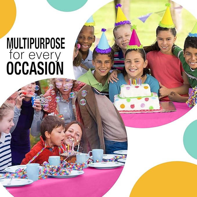 Exquisite Party Solids 54 Inch X 100 Feet Cerise Plastic Table Cover Roll in A Cut - to - Size Box with Convenient Slide Cutter. Cuts Up to 12 Rectangle 8 Feet Plastic Disposable Tablecloths