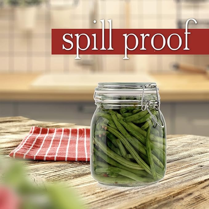 Galashield Glass Jars with Lids Food Storage Jars with Airtight Lids Leak Proof Glass Canisters Kitchen Jars [32 oz]