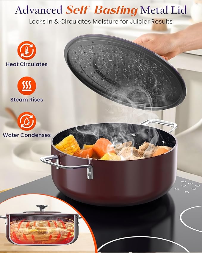 Nuwave Essential Series 5PC Ceramic Cookware Set PFAS-Free, G11 Duralon Blue Coating, Pots and Pans Set Non Stick, Diamond Scratch-Resistant,Stay-Cool Handle, Metal Lid,Induction Ready,Dishwasher Safe