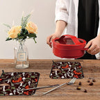 Mushrooms Pot Holders Set of 2 Heat Resistant & Non Slip Potholders, Berries and Plants Oven Hot Pads for Kitchen Cooking Baking Barbecue