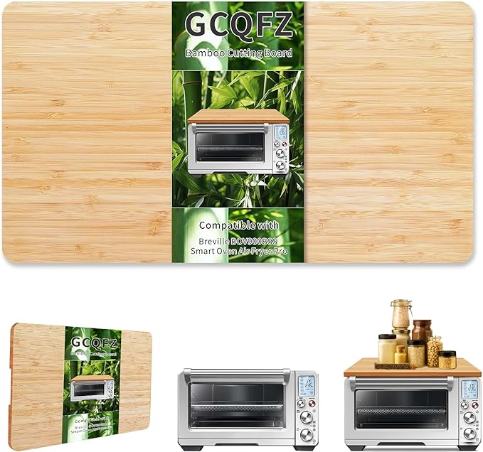 Bamboo Cutting Board for Breville BOV900BSS Smart Oven Air Fryer Pro, 20.1" × 11.8" Toaster Oven Smart Oven Accessories With Heat-Resistant Non-Skid Silicone Feet for Countertop Convection Oven
