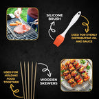 2 Set Fish Grill Baskets for Outdoor Grill Vegetables, Fish Grilling rack for Grill, BBQ Grilling Basket, Stainless steel Grill Basket for Veggies, shrimp Includes 50 skewers, Silicon Brush, and Carry Bag