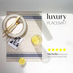 LEXMORE Placemats Set of 8 Vinyl/Plastic Woven Place Mats for Kitchen Table Indoor/Outdoor Washable Placemat Wipeable Dining Table Mats(Blue Skyline)