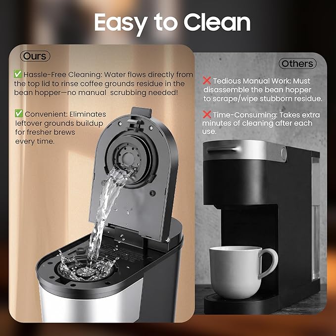 Grind and Brew Coffee Maker,Drip Coffee Maker with Grinder Built In,5-Cup Programmable Coffee Machine with Brew Strength,Warming Plate and Multiple Grind Levels for Home & Office