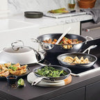 Circulon Clad Stainless Steel Induction Frying Pan and Wok Set with Hybrid SteelShield and Nonstick Technology, 4 Piece - Stainless Steel