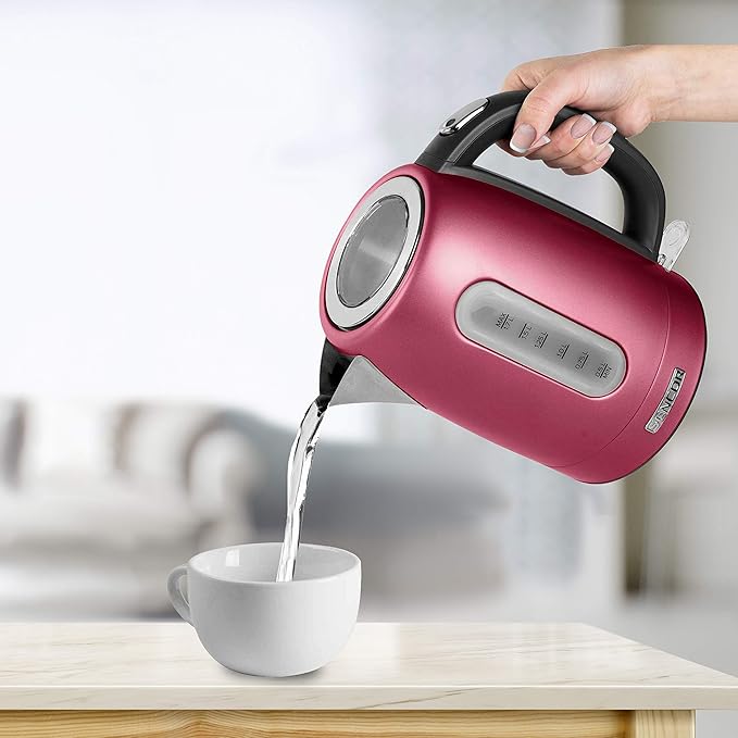 Sencor SWK1774RD 1.7L Stainless Steel Electric Kettle with Lid Safety Lock, Red