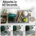 BARTEQ Stone Dish Drying Mat Large - 23.6” X 15.4" Foldable Diatomaceous Stone Drying Mat for Kitchen Counter | Fast Absorbtion | Non-Slip Quick Drying Stone Mat | Moroccan Trellis Grey