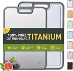 2 Packs Pure Titanium Cutting Boards for Kitchen Chopping Board with Handle Best 2 in 1 Non-toxic Meat Butcher Block Mesh Design Madera Kitchen Tablas Cocina Cortar Picar Regalos Mujer Mama Abuela