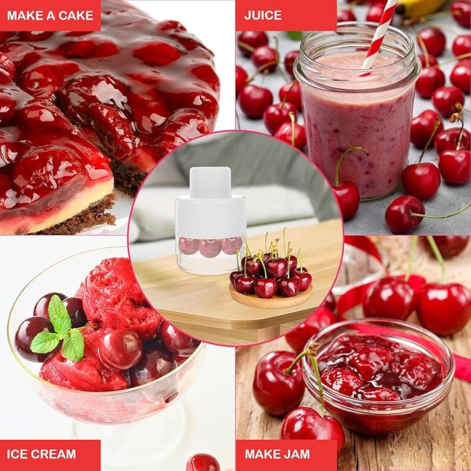 Cherry Pitter Tool, Kitchen Cherry Jam 7 Holes Multi Pitter Tool, Portable Push-Down Cherries Seed Remover, No Handle Design for Kitchen, Cake Shop, Picnics（White）