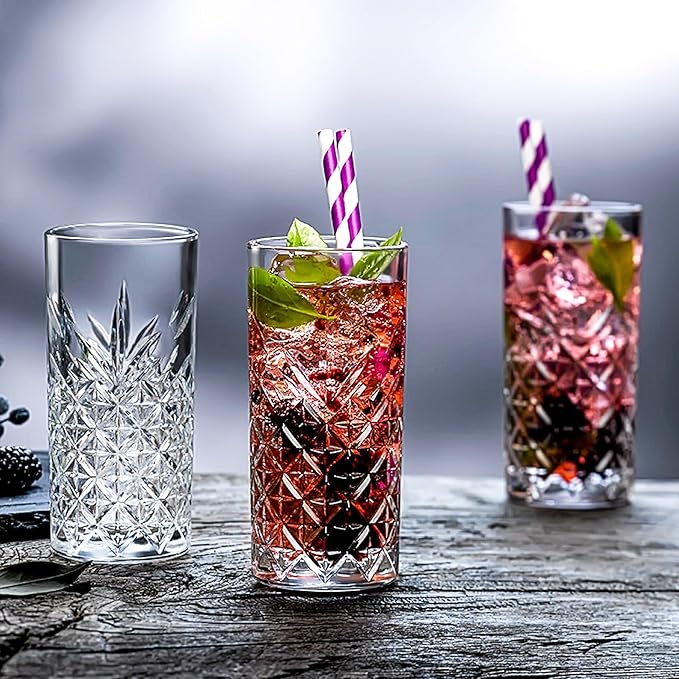 Highball Glasses Set of 6-11 oz Drinking Glasses - Tall Water Glass Sets - Glassware for Bar Mixed Drink Cocktail, Juice, Mojito, Iced Tea