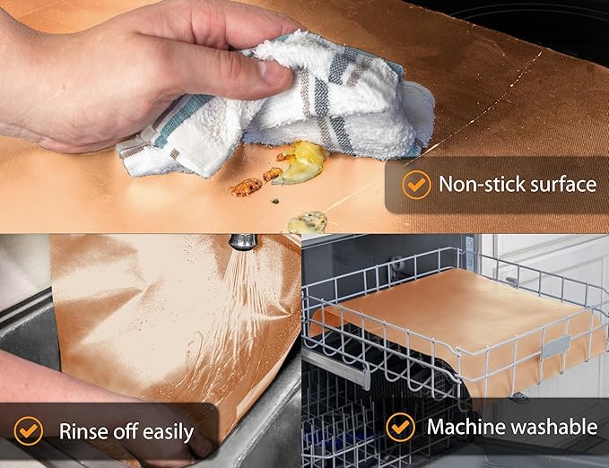 Oven Liners for Bottom of Oven - 3 Pack Large Heavy Duty Mats, 16.25”x23” NonStick Reusable Liner for Electric, Gas, Toaster Grills - BPA & PFOA Free Kitchen Accessory to Keep Appliance Clean (Copper)