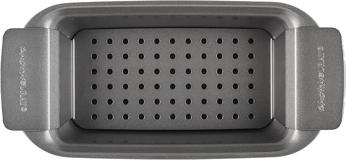 Rachael Ray Bakeware Meatloaf/Nonstick Baking Loaf Pan with Insert, 9 Inch x 5 Inch, Gray