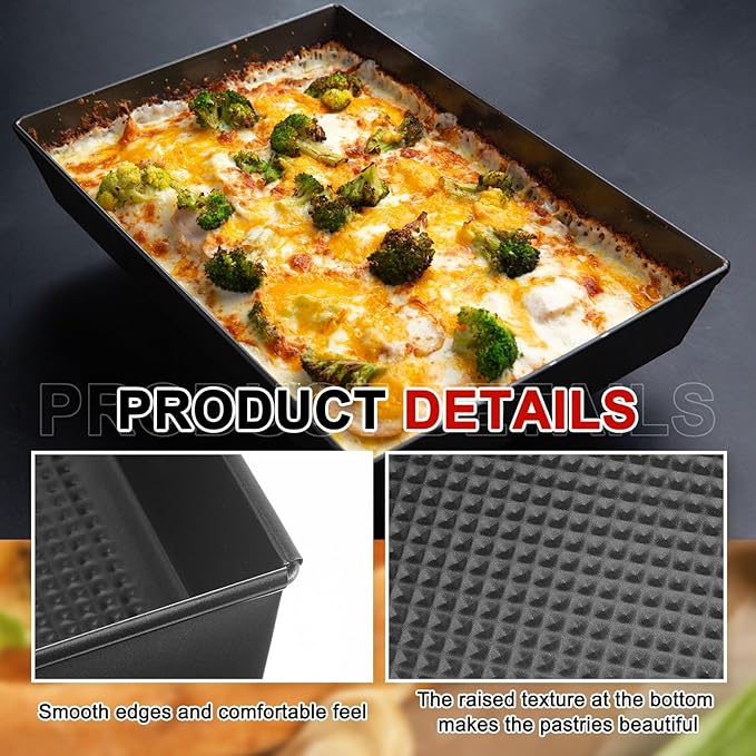 8 Pcs Detroit Style Pizza Pan 10 x 14 x 2.36 Inch Hard Rectangular Deep Pizza Pans Non Stick Sicilian Style Pan Dish Pre Seasoned Bakeware Kitchenware