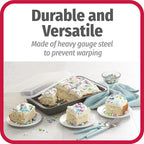 GoodCook Set of 2 Nonstick Steel 13" x 9" Cake Baking Pans with Covers, Gray