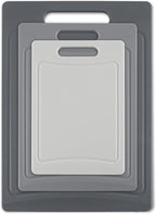 COOK WITH COLOR Non-Slip Cutting Board Set – Kitchen Essentials with Easy Grip Handle for Meat, Veggies, and Fruits, 3 Cutting Boards, Gray