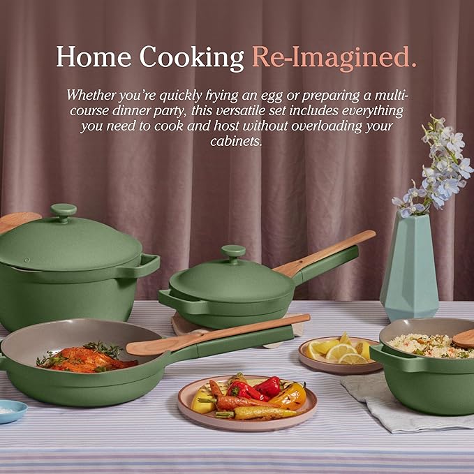 Our Place Cookware Set - 13-Piece Kit Including the Always Pan, Perfect Pot and Spatulas | Multifunctional, Toxin-Free Nonstick | Heat Safe up to 450°F | Oven, Stove, Induction Compatible | Sage