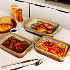 Rectangular 10 x 8 Casserole Dish, 1.9 Qt Ceramic Au gratin Baking Dish with Handles, or for mixing, salad, pasta plate, Best gift for those who love baking, Microwave, Oven safe